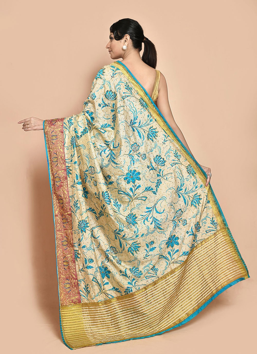 Traditional Hand Embroidery Georgette Saree - S9257