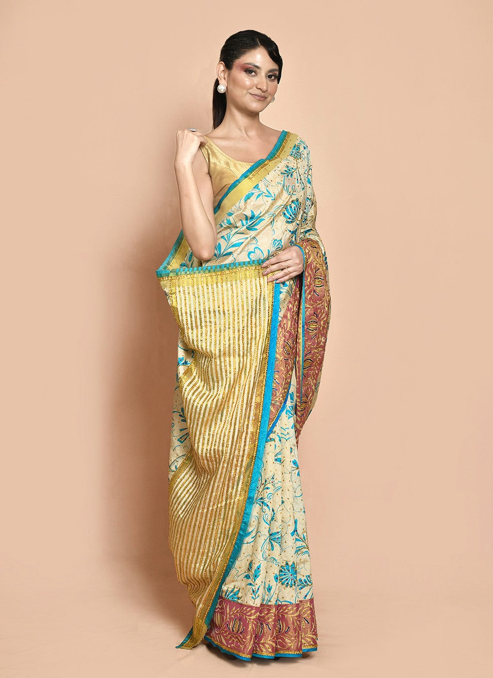 Traditional Hand Embroidery Georgette Saree - S9257