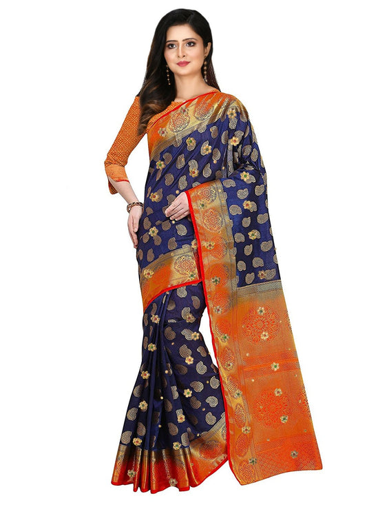 Trendy Embroidered Kanjivaram Silk Saree - S1674