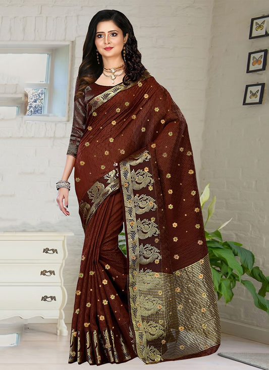 Classic Embroidered Kanjivaram Silk Saree - S6250