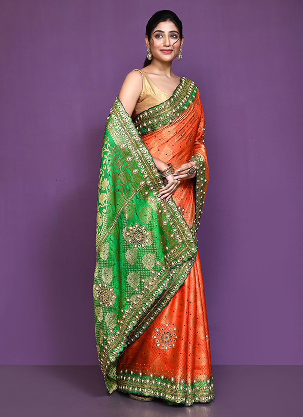 Classic Embroidered Shimmer Saree - S6521