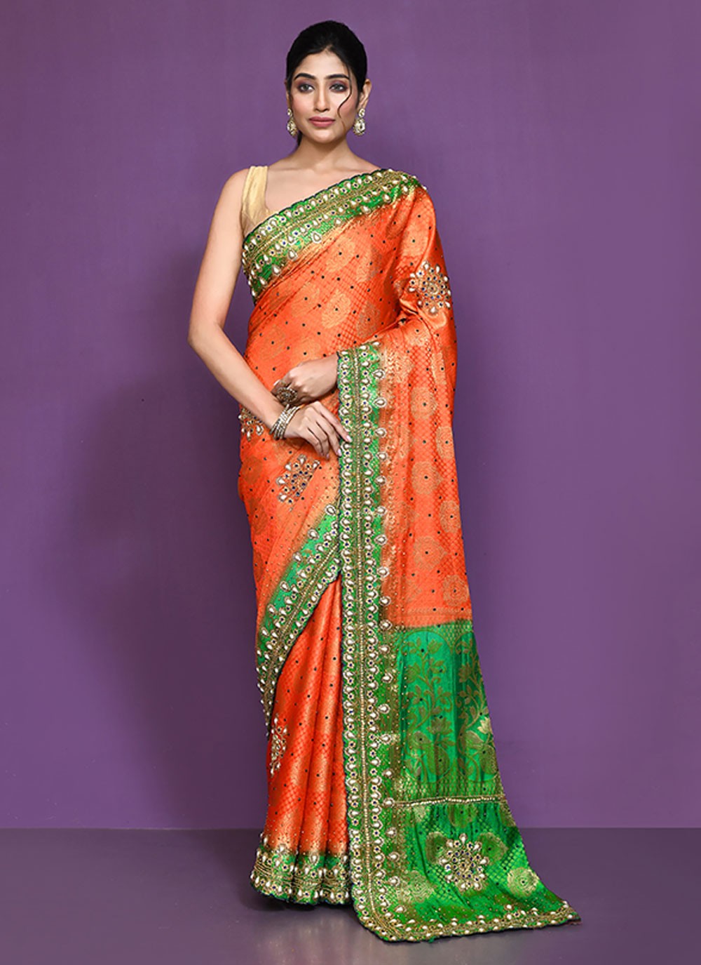 Classic Embroidered Shimmer Saree - S6521