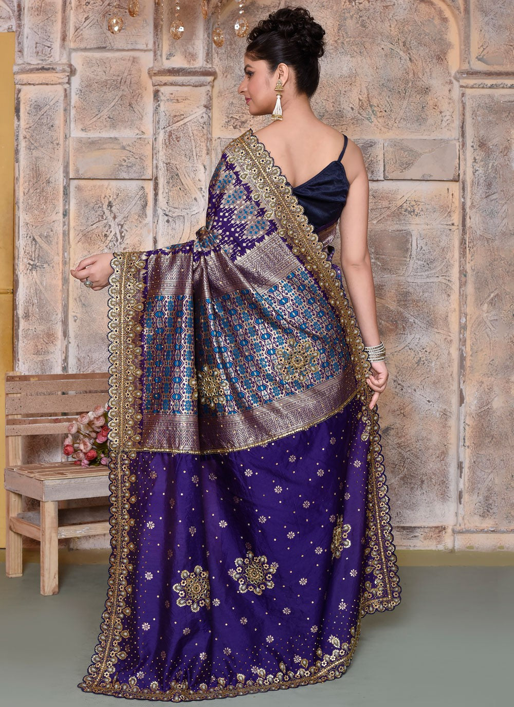 Classic Embroidered Kanjivaram Silk Saree - S7820