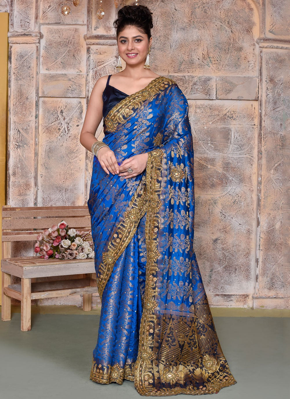 Classic Embroidered Kanjivaram Silk Saree - S7820