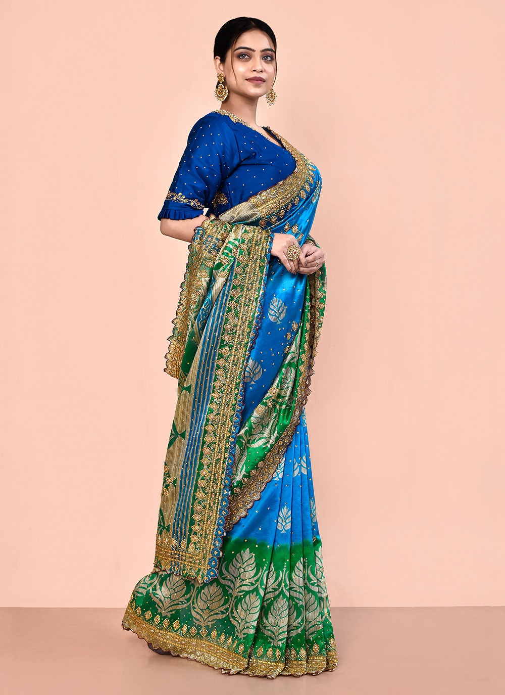 Contemporary Hand Embroidery Georgette Saree - S5499