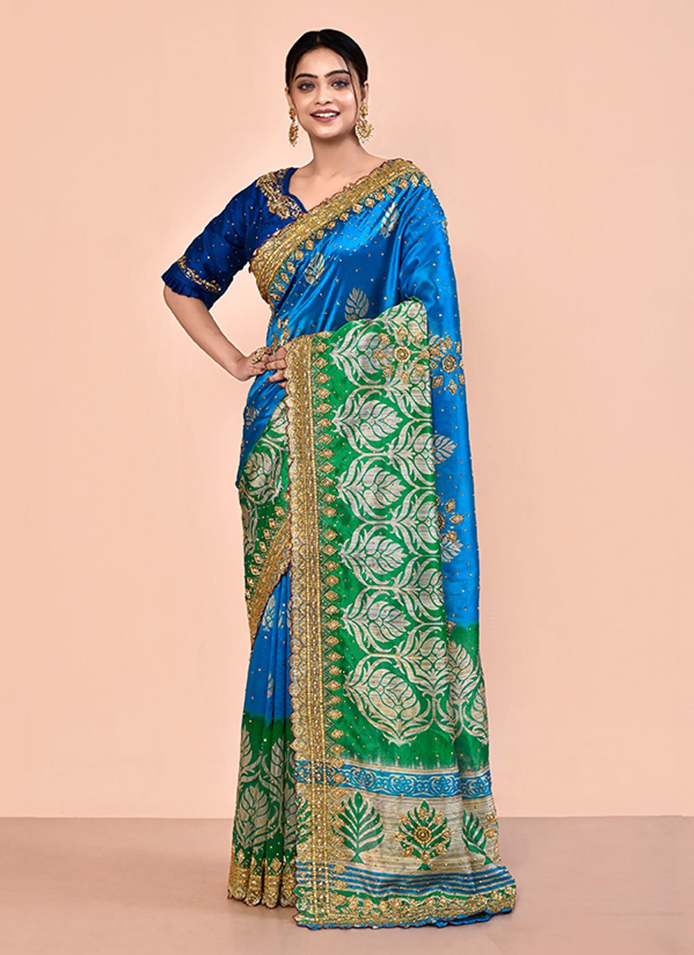 Contemporary Hand Embroidery Georgette Saree - S5499