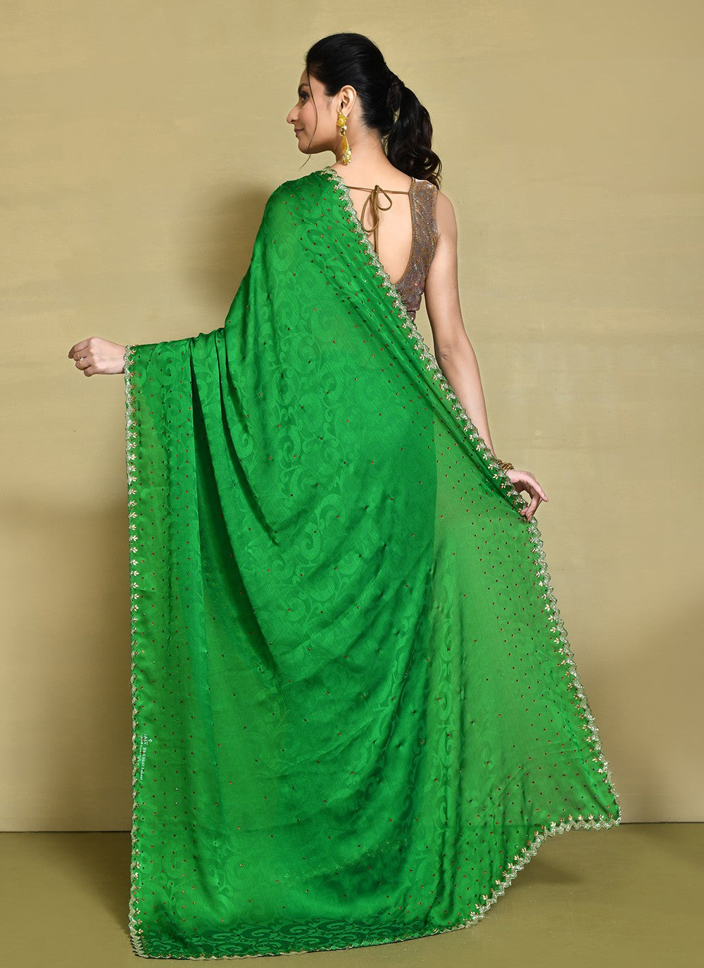 Contemporary Hand Embroidery Organza Saree - S9227