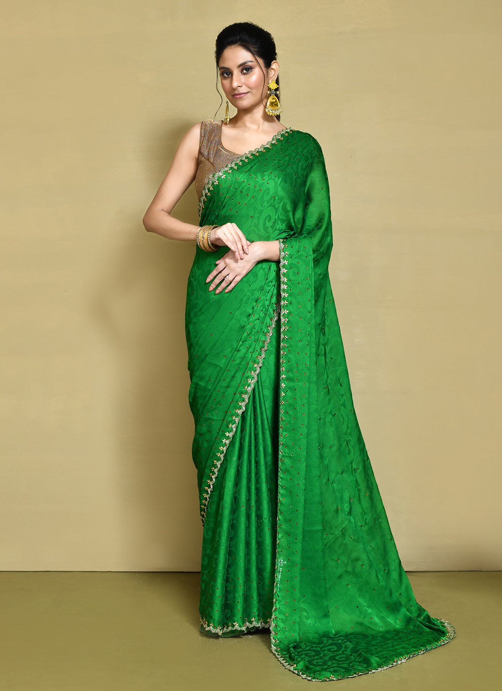 Contemporary Hand Embroidery Organza Saree - S9227