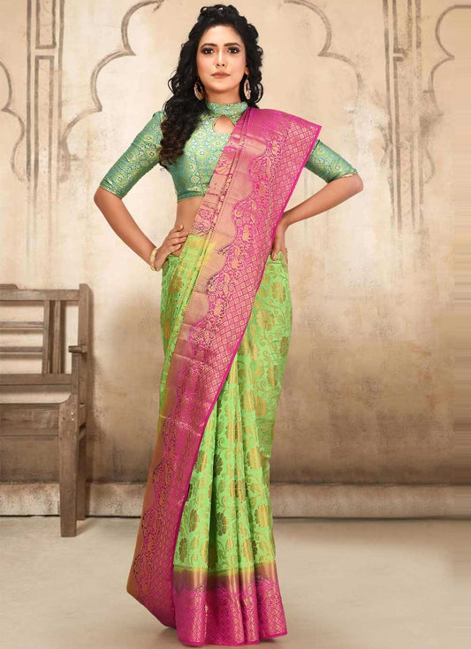 Traditional Hand Embroidery Kanjivaram Silk Saree - S0738