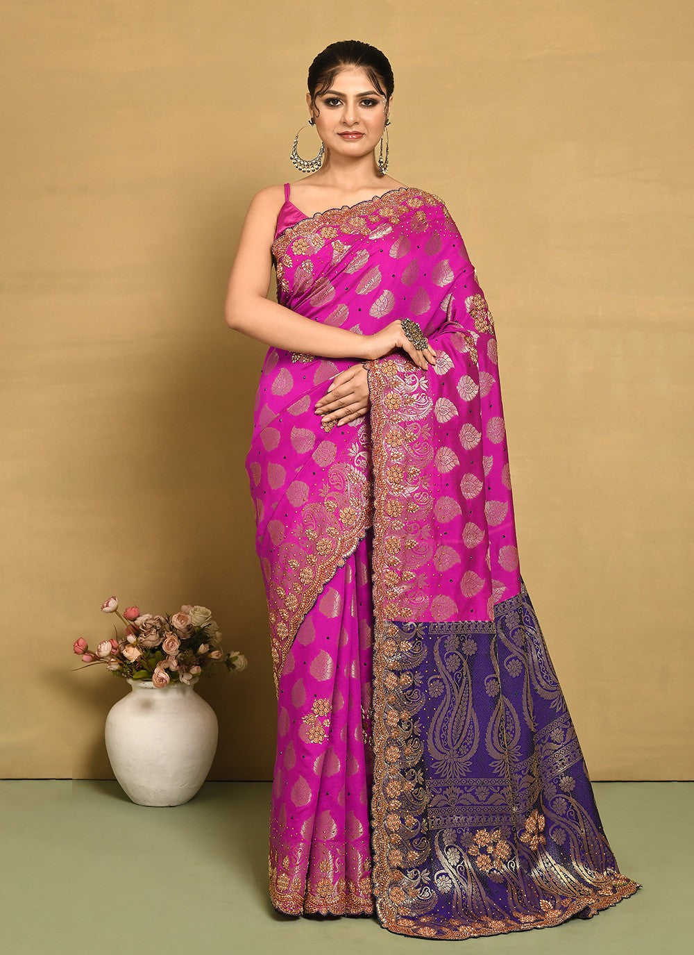 Classic Hand Embroidery Jimmy Chu Saree - S9269