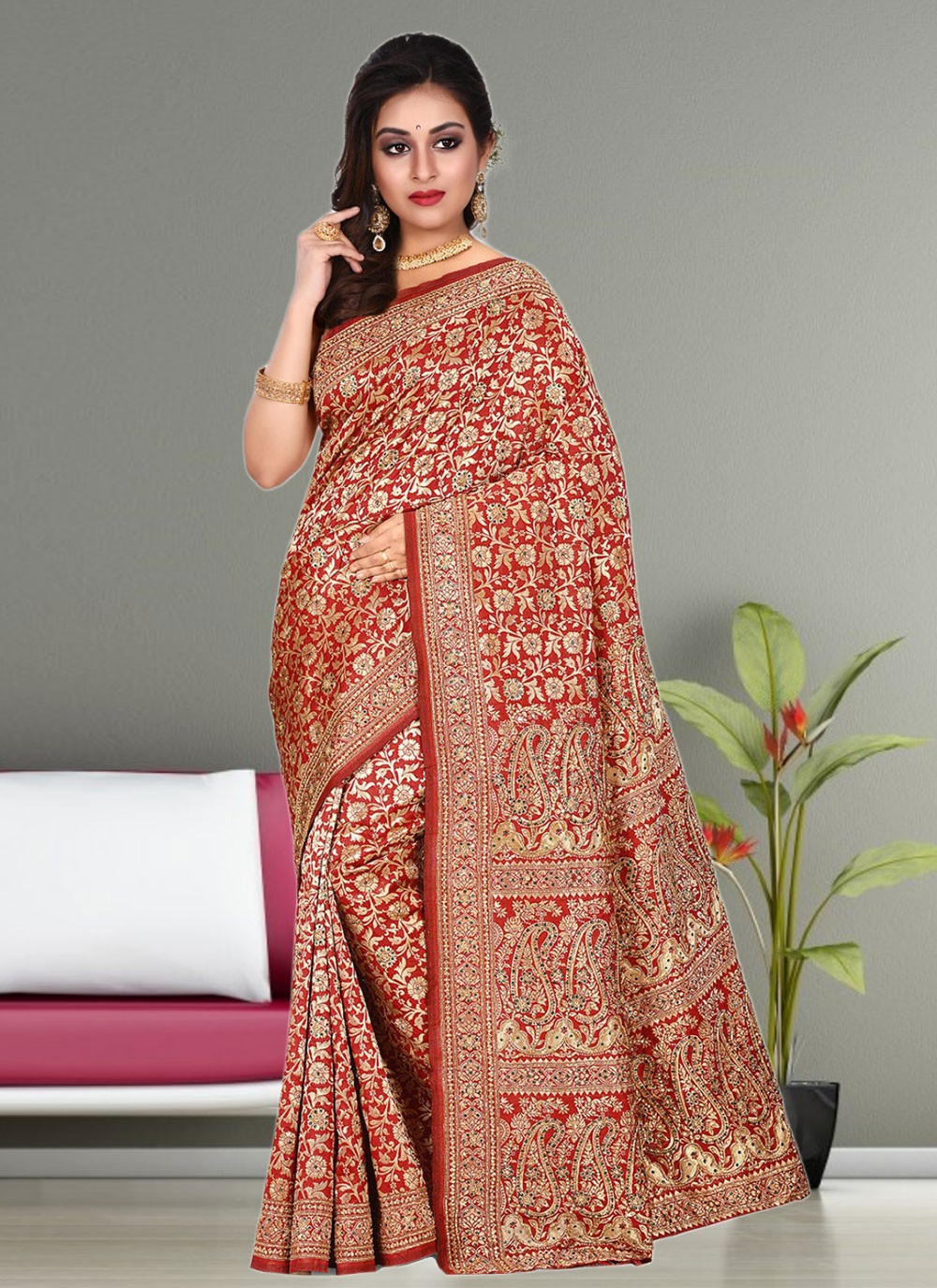 Trendy Hand Embroidery Georgette Saree - S1806