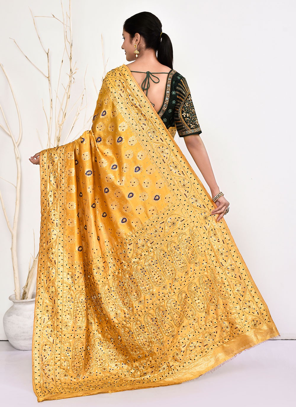 Contemporary Hand Embroidery Georgette Saree - S5499