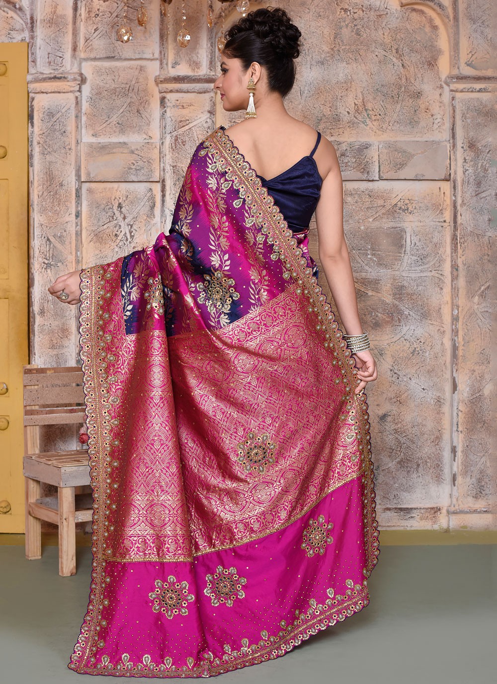 Classic Embroidered Net Saree - S7828