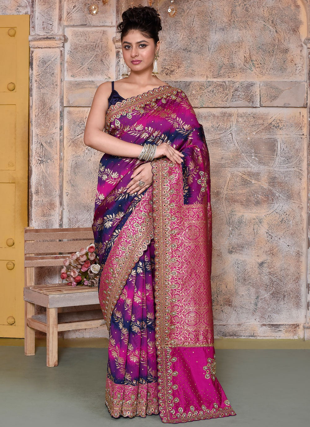 Classic Embroidered Net Saree - S7828