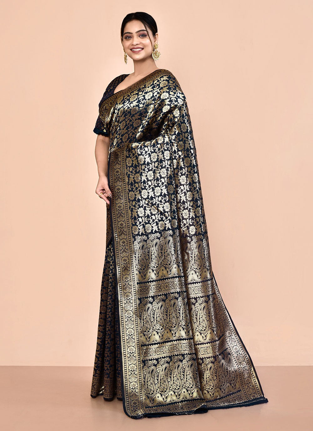 Contemporary Hand Embroidery Georgette Saree - S5499