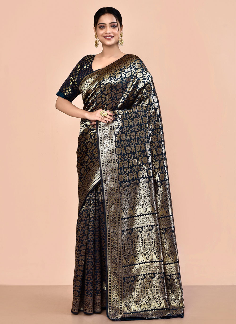 Contemporary Hand Embroidery Georgette Saree - S5499