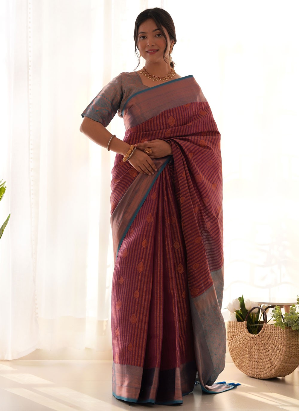 Woven, Zari Kanjivaram Silk Saree - S12290