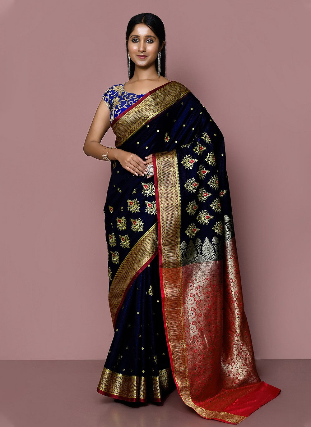 Contemporary Embroidered Silk Saree - S3349