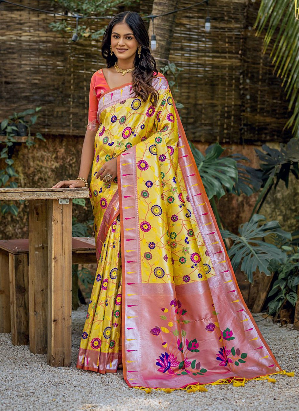 Classic Meenakari Kanjivaram Silk Saree - S4363