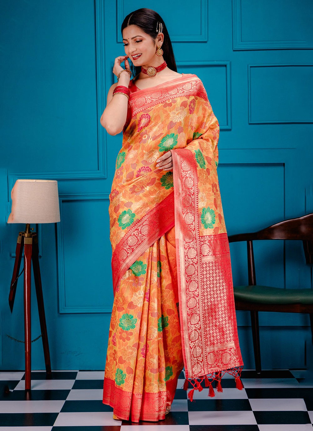 Classic Zari Kanjivaram Silk Saree - S7079