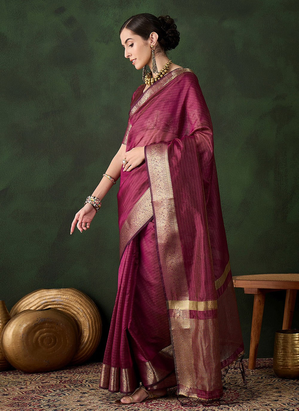 Trendy Jacquard Work Khadi, Organza Saree - S10491