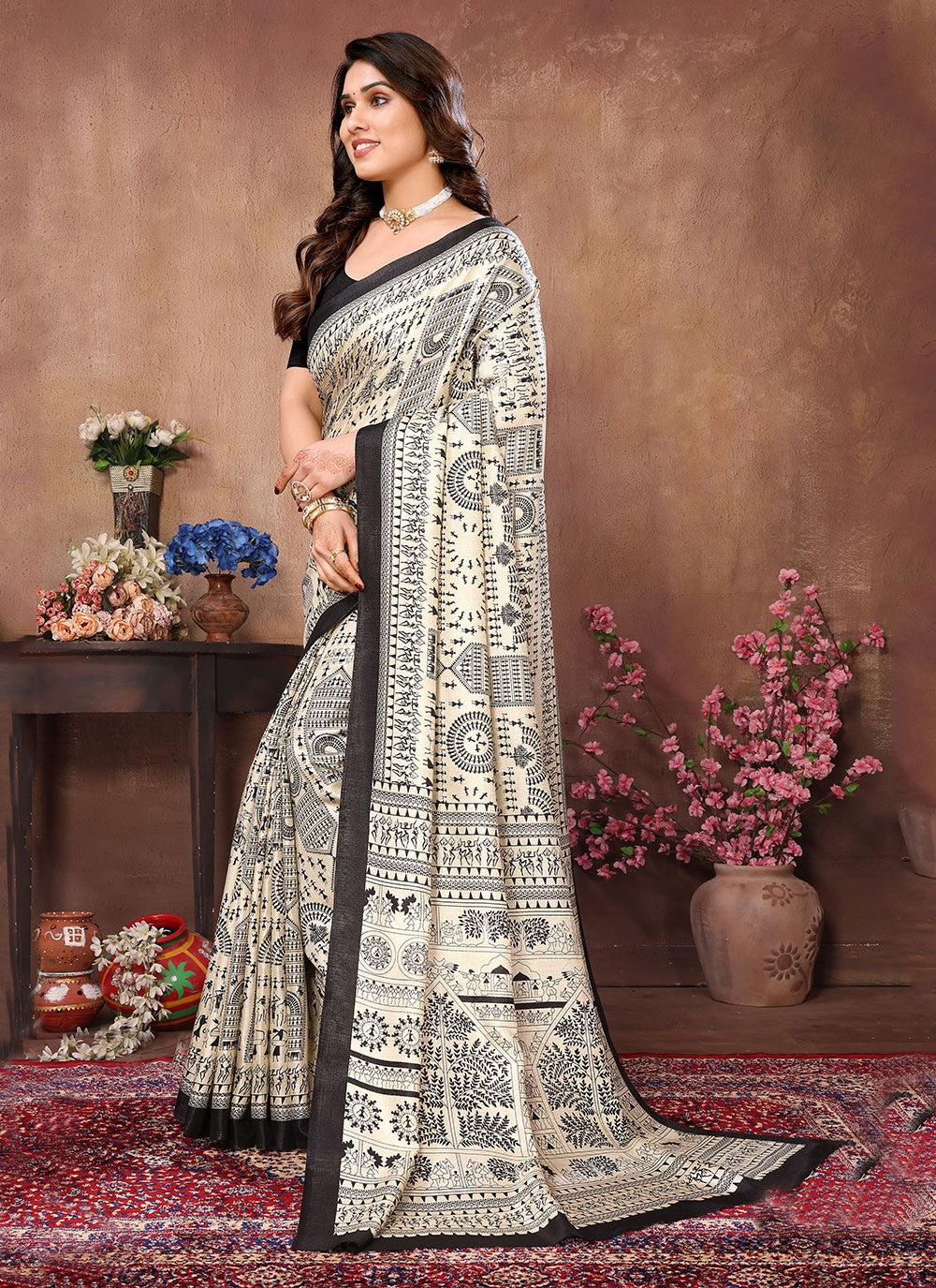 Classic Stones Chiffon Satin Saree - S5886