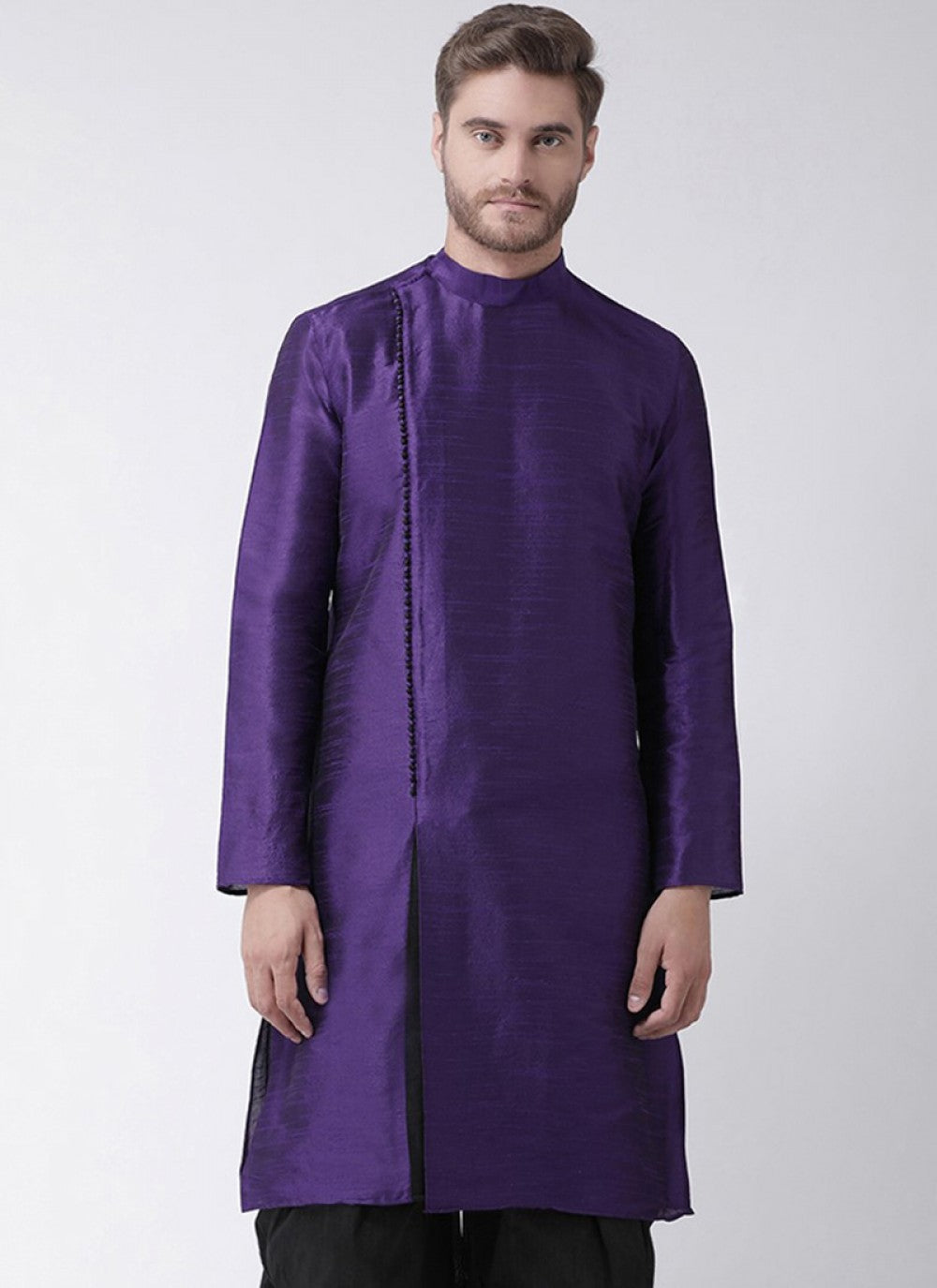 Plain Art Dupion Silk Purple Kurta - M1339