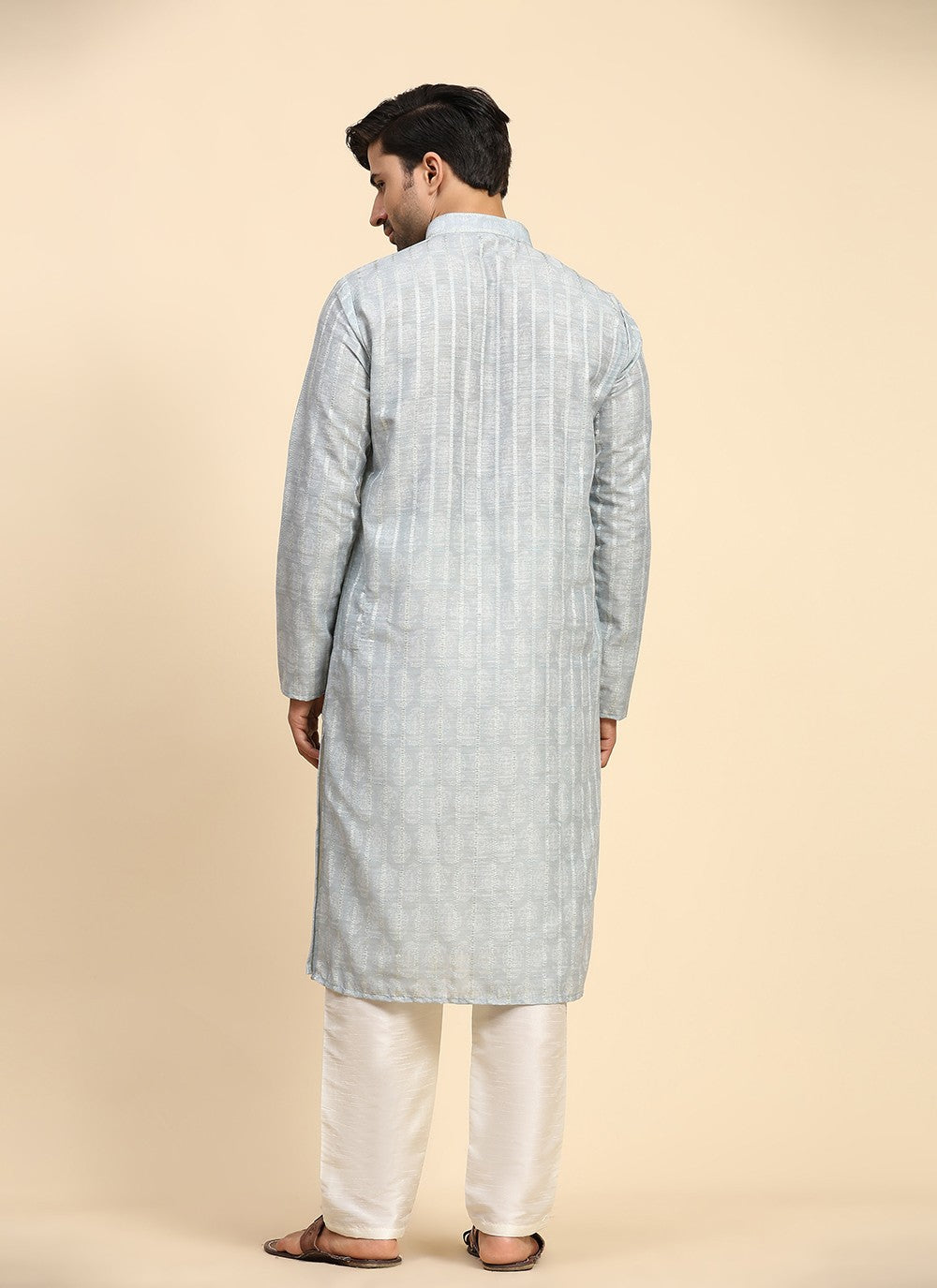 Digital Print Cotton Grey Kurta Pyjama - M8143