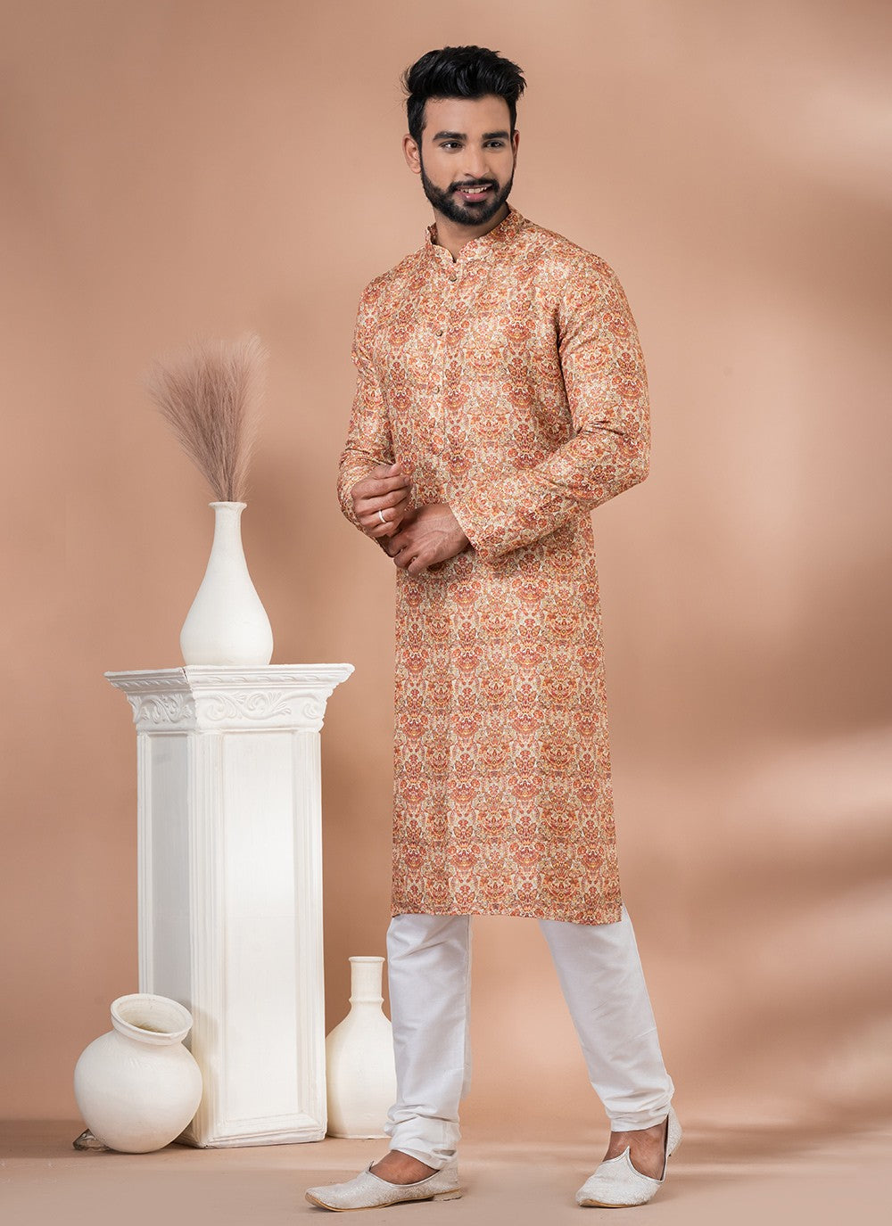 Digital Print Cotton Multi Colour Kurta Pyjama - M6994