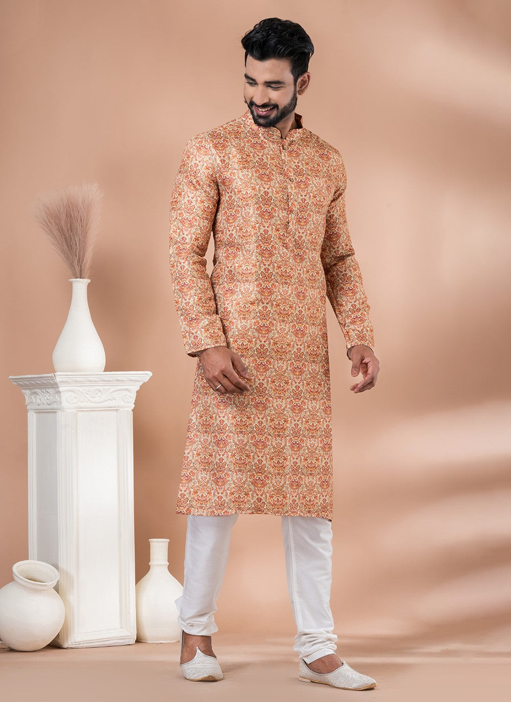 Digital Print Cotton Multi Colour Kurta Pyjama - M6994