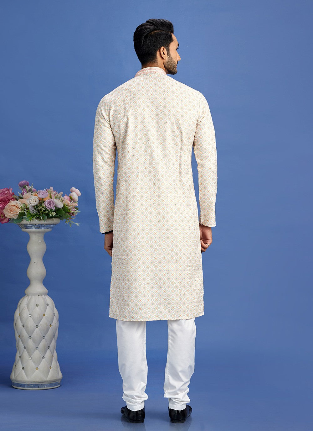 Digital Print Cotton Beige Kurta Pyjama - M6941