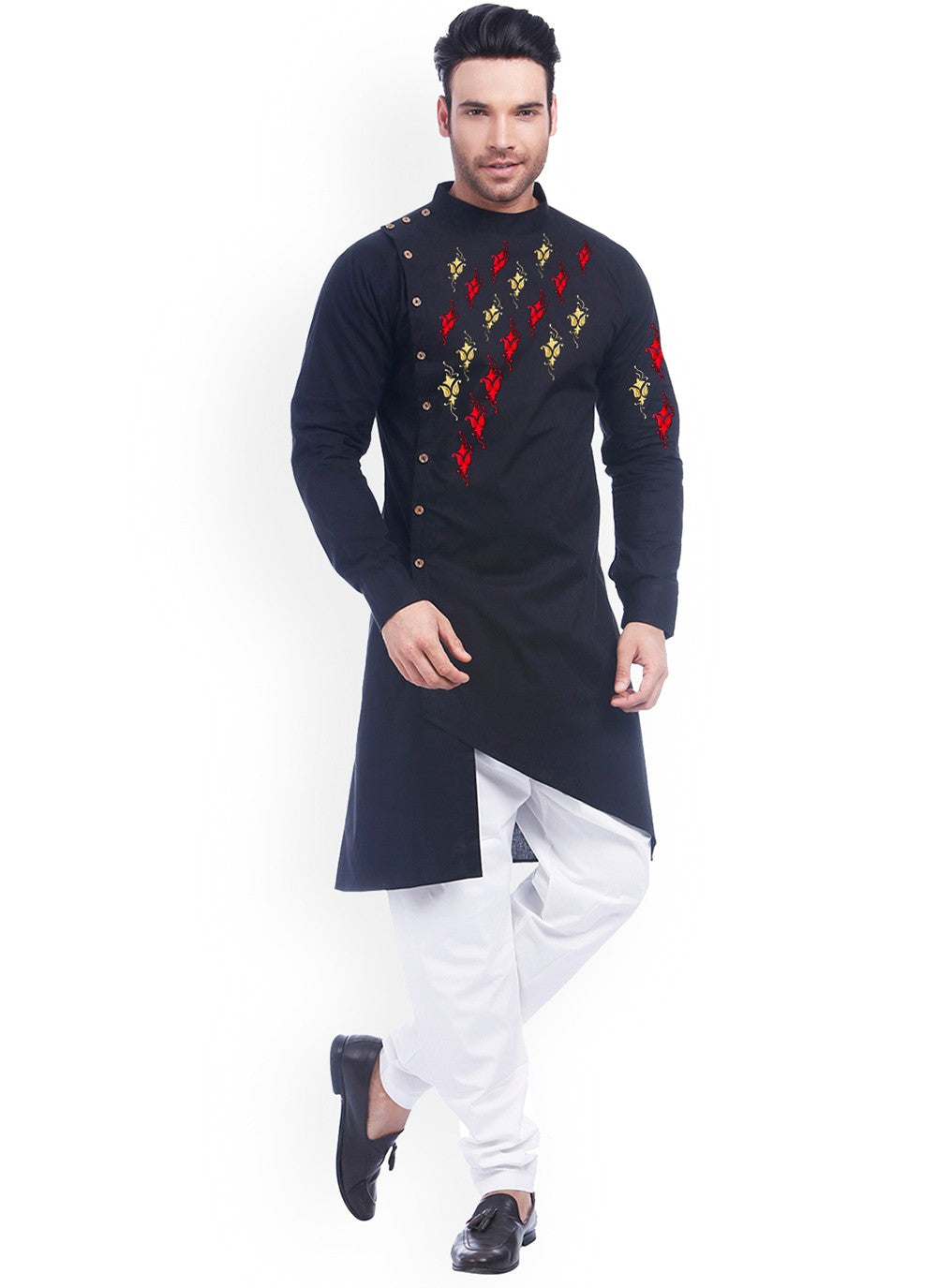 Embroidered Cotton Black Kurta Pyjama - M2318