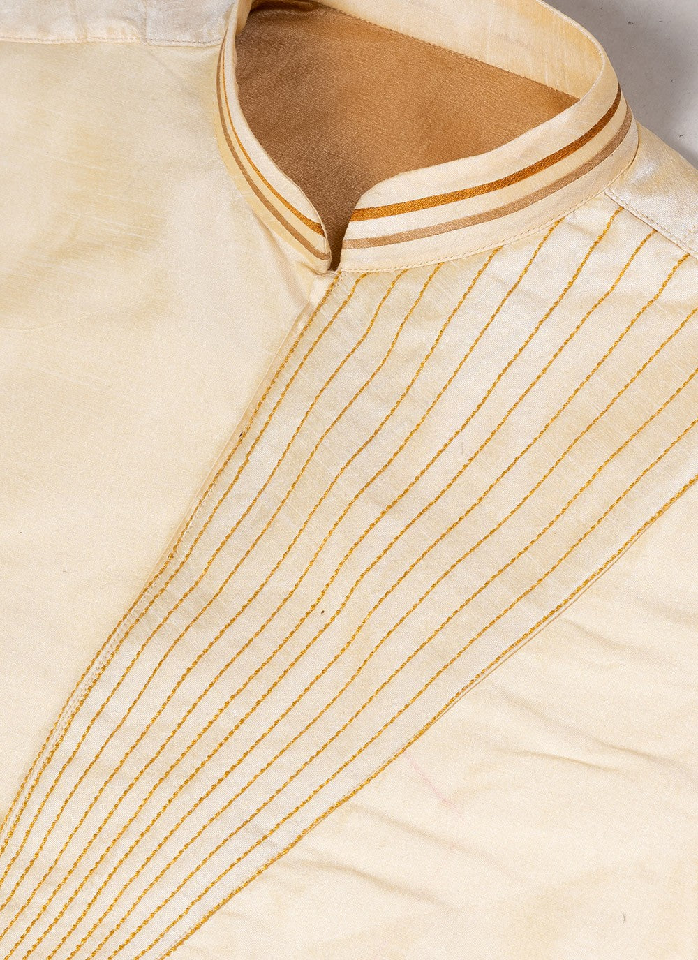 Fancy Work Dupion Silk Cream Kurta Pyjama - M6967