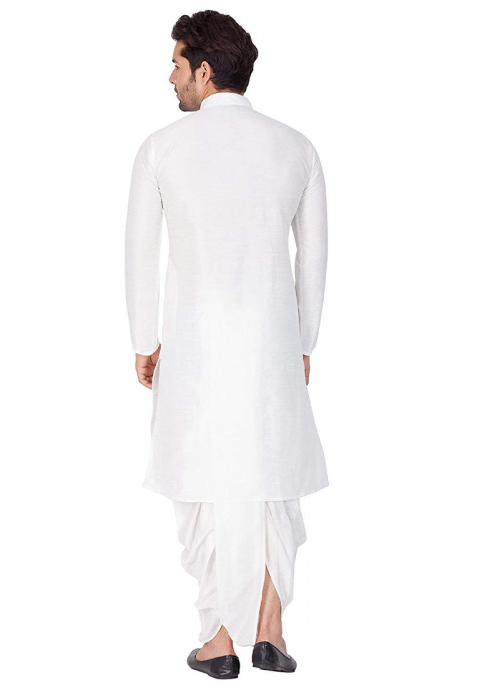 Plain Art Dupion Silk White Kurta Pyjama - M1174