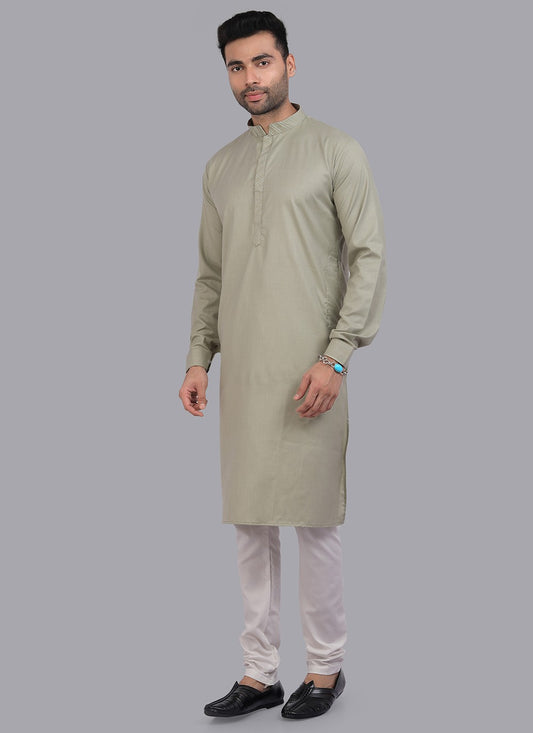 Plain Art Silk Green Kurta Pyjama - M6725