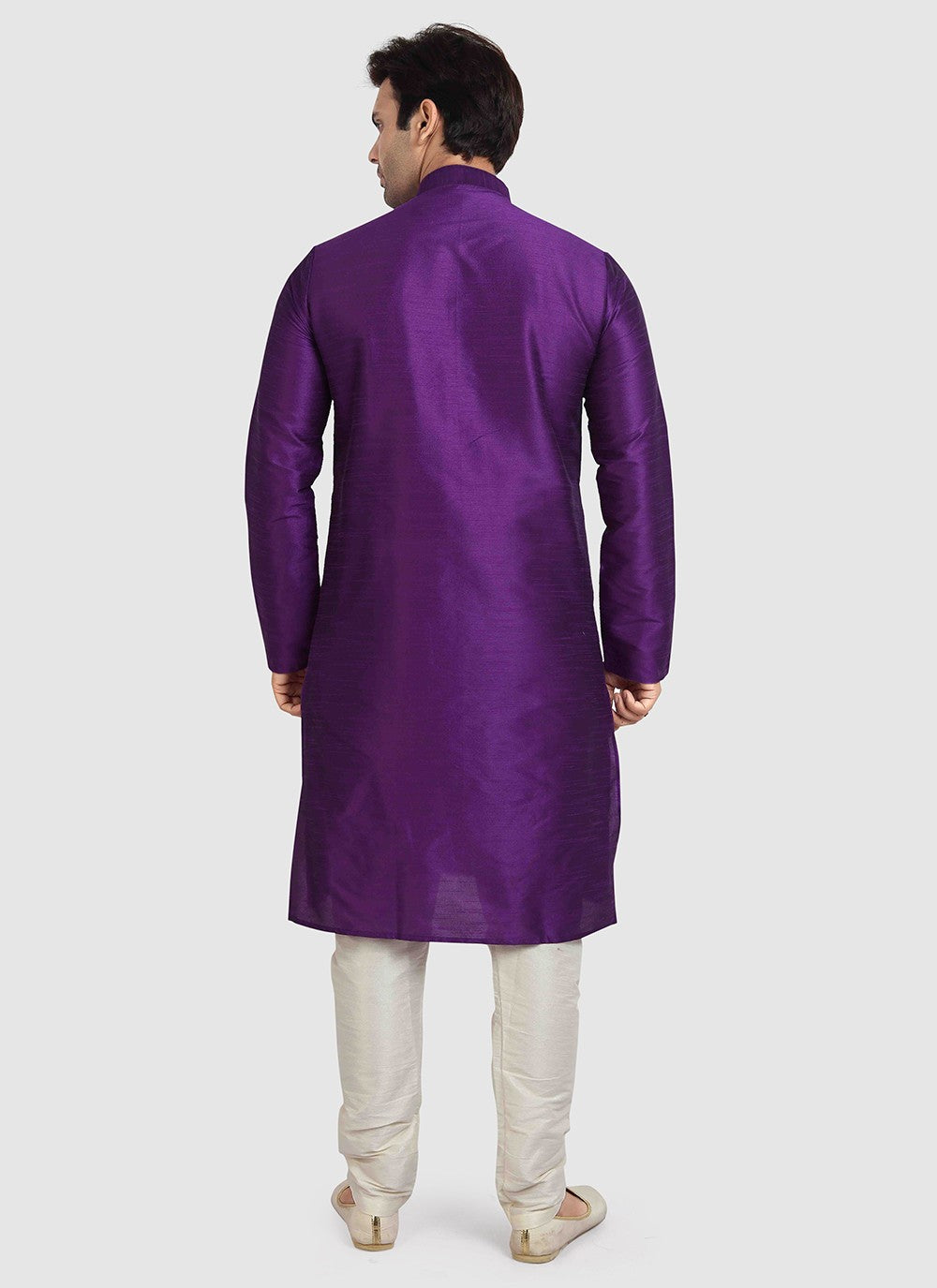 Plain Art Silk Purple Kurta Pyjama - M3407