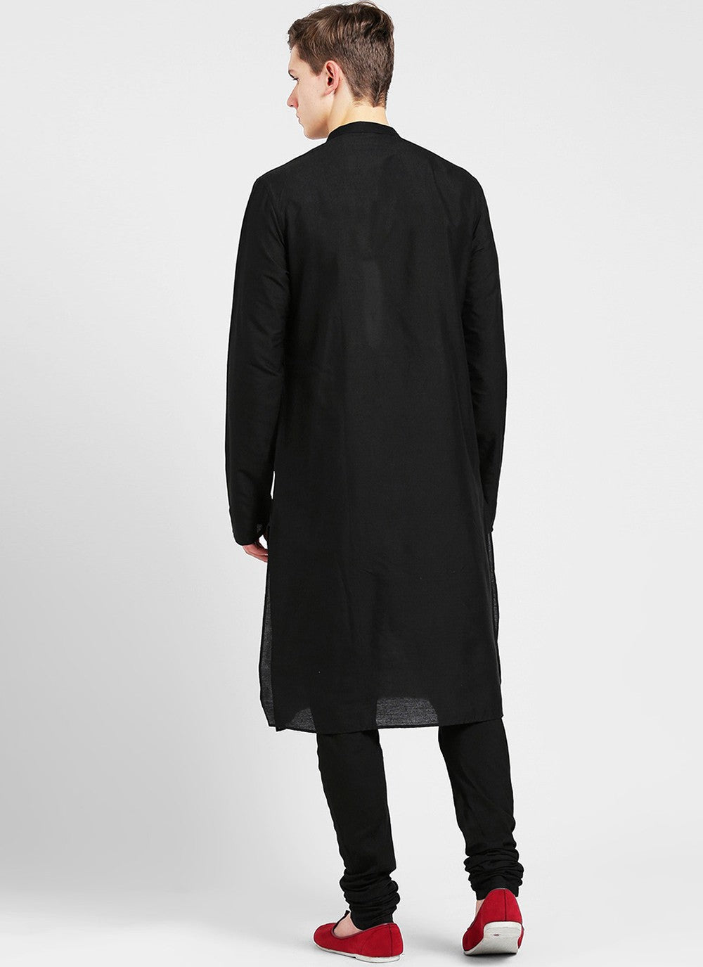 Plain Cotton Black Kurta Pyjama - M2434