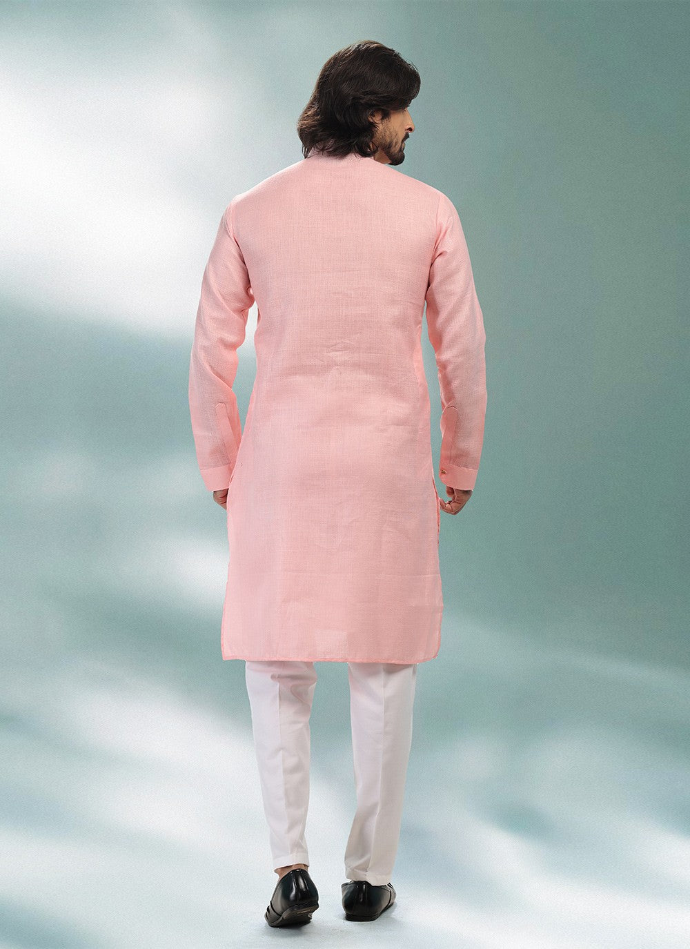 Plain Cotton , Linen Pink Kurta Pyjama - M4905