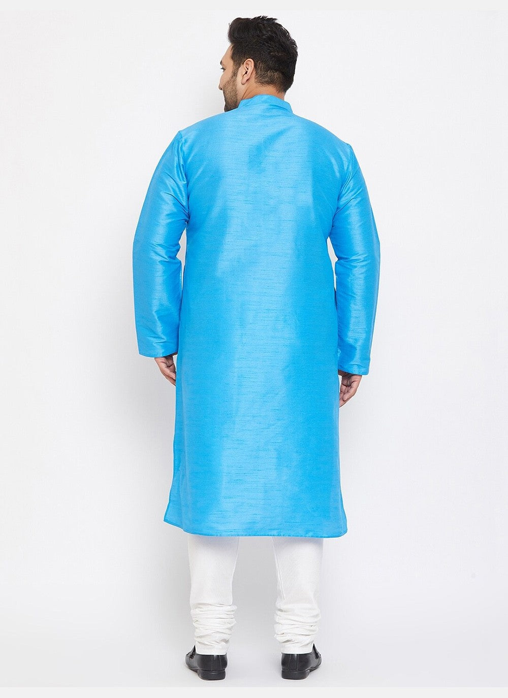 Plain Dupion Silk Aqua Blue Kurta Pyjama - M2636