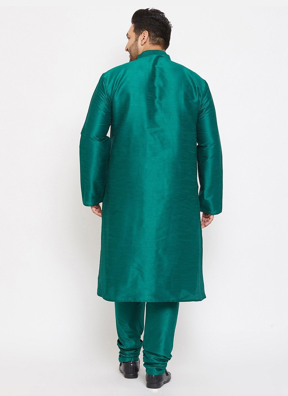 Plain Dupion Silk Green Kurta Pyjama - M2629