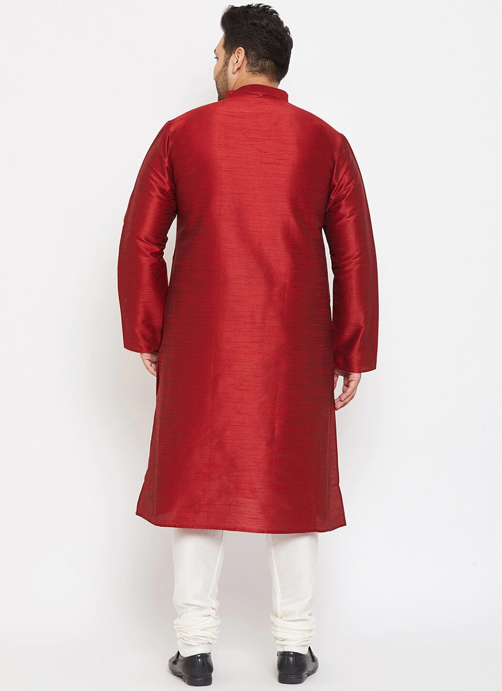 Plain Dupion Silk Maroon Kurta Pyjama - M2637