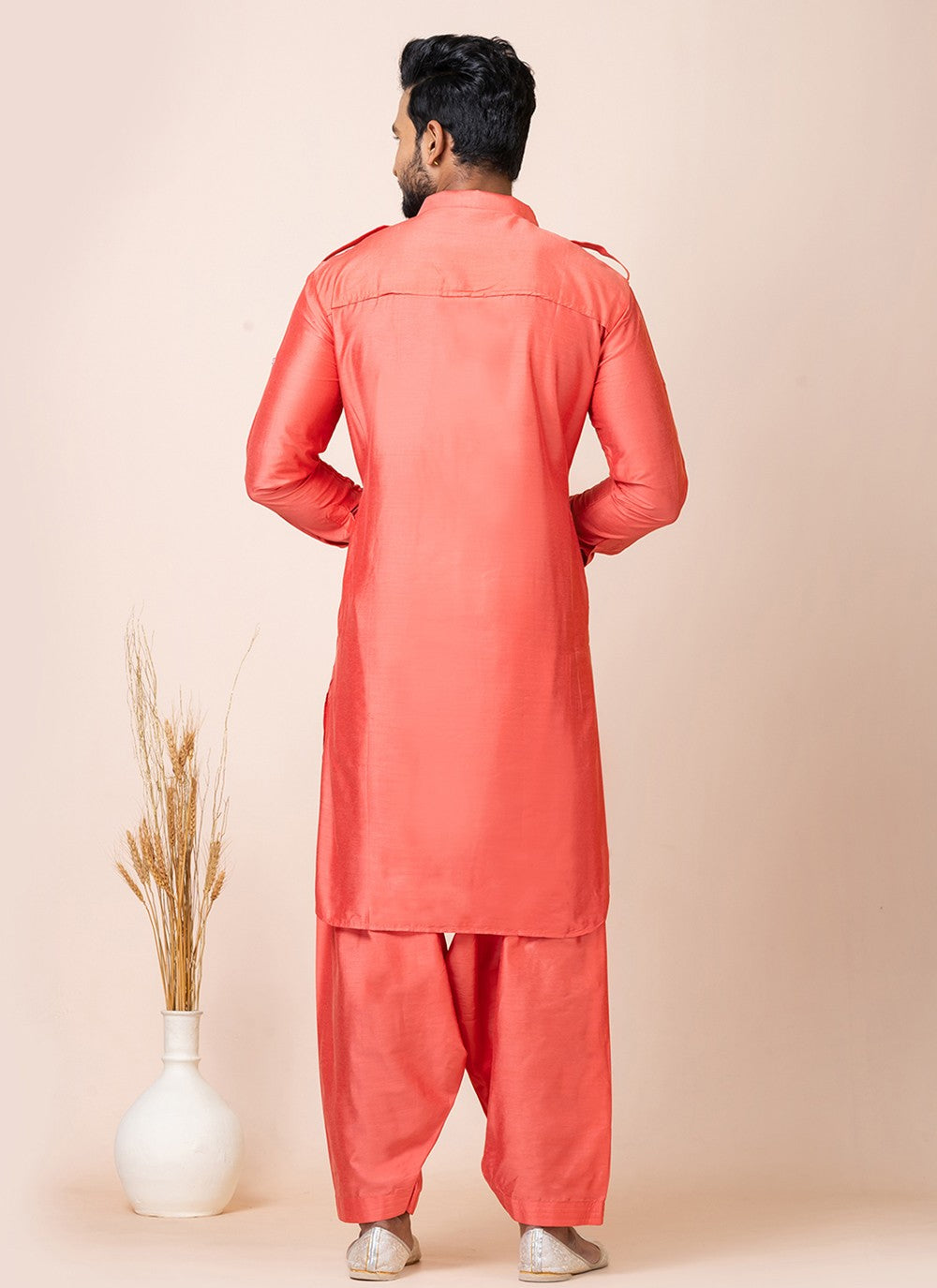 Plain Viscose Pink Kurta Pyjama - M7471