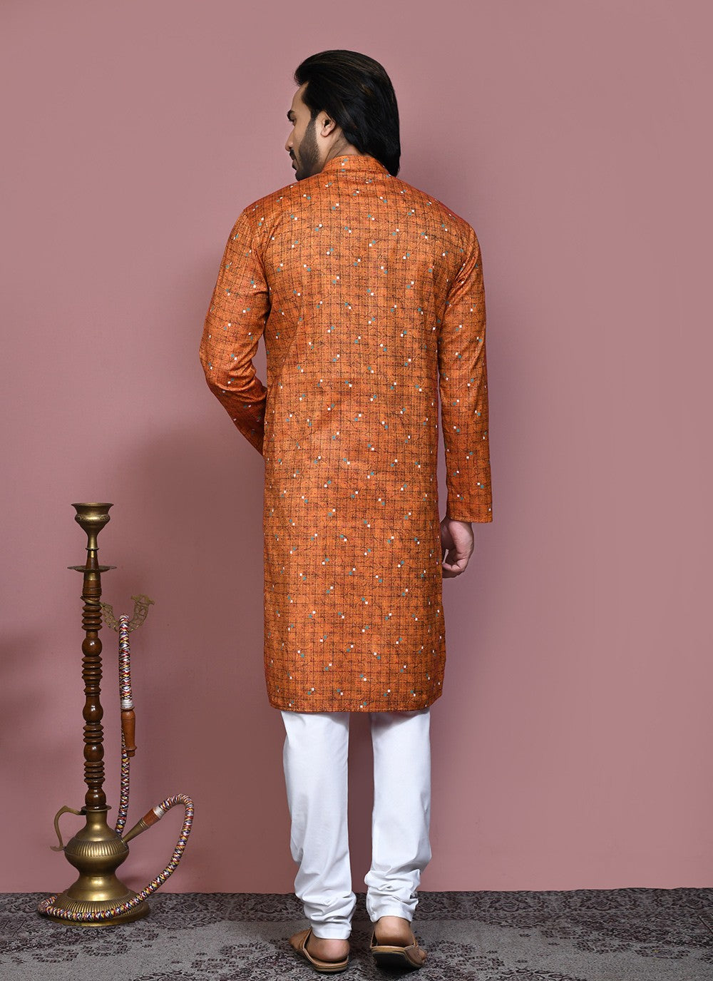 Printed Cotton Brown Kurta Pyjama - M7923