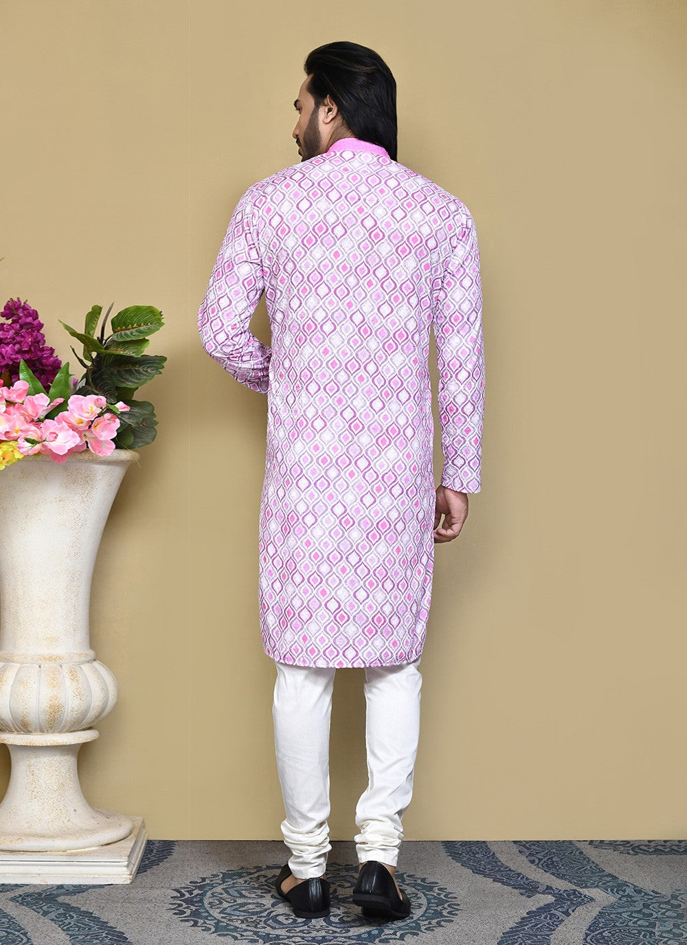 Printed Cotton Lavender Kurta Pyjama - M7792