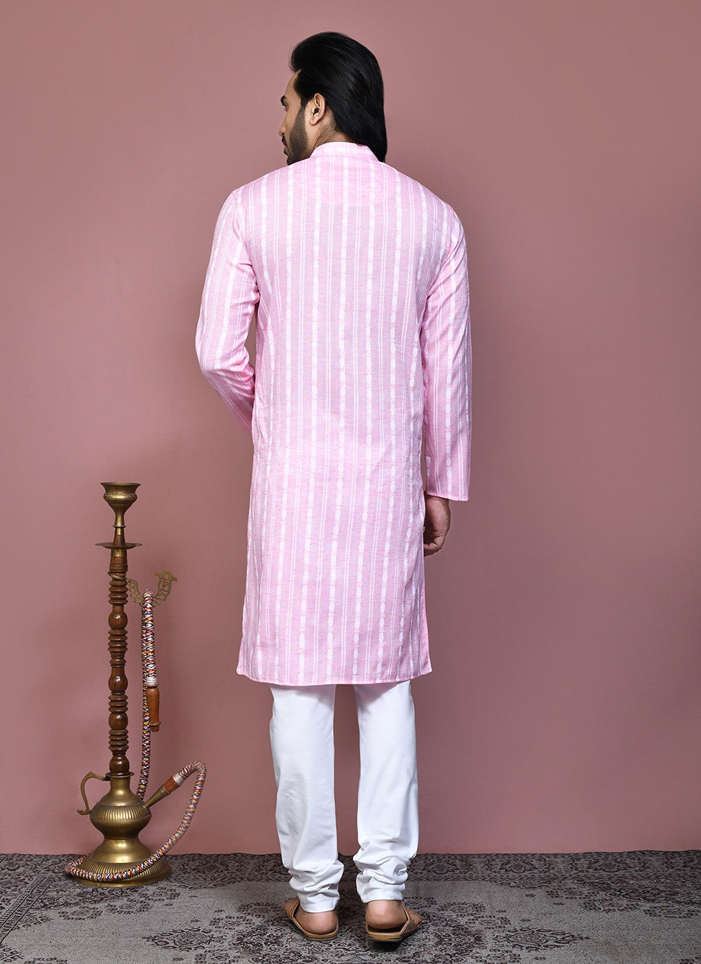 Printed Cotton Pink Kurta Pyjama - M7904