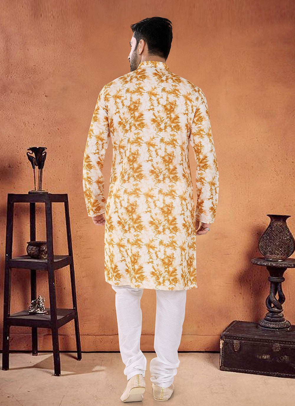 Printed Cotton Yellow Kurta Pyjama - M8089