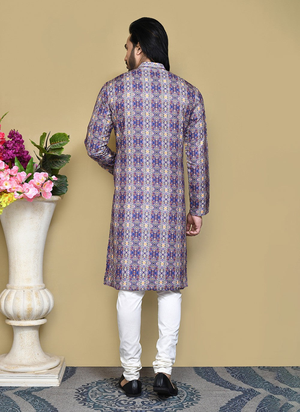 Printed Cotton , Rayon Multi Colour Kurta Pyjama - M7807