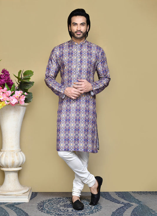 Printed Cotton , Rayon Multi Colour Kurta Pyjama - M7807