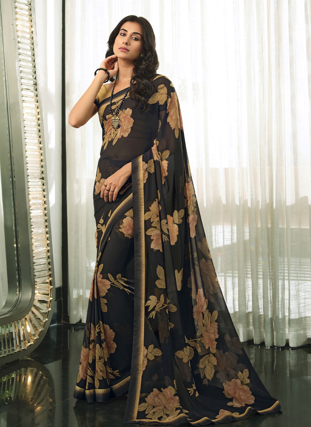 Traditional Lace Georgette Saree - S2868