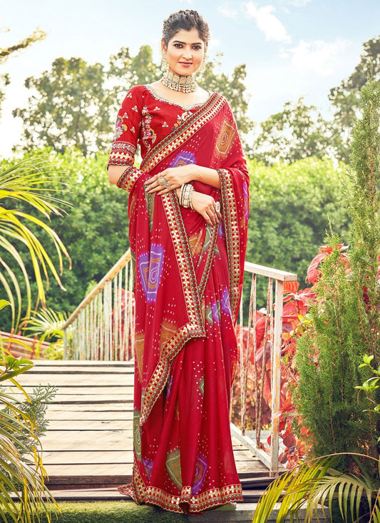 Classic Embroidered Chiffon Saree - S5068